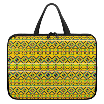 Asante Kente Pattern Print Laptop Sleeve With Handle