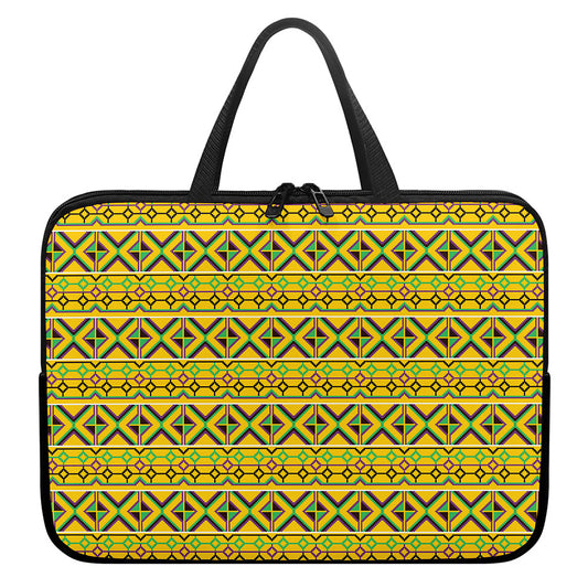 Asante Kente Pattern Print Laptop Sleeve With Handle