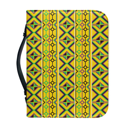 Asante Kente Pattern Print Leather Bible Cover