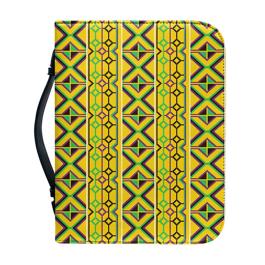 Asante Kente Pattern Print Leather Bible Cover