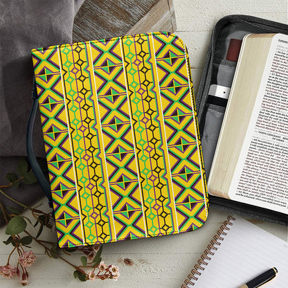 Asante Kente Pattern Print Leather Bible Cover