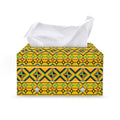 Asante Kente Pattern Print Leather Tissue Box Cover