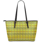 Asante Kente Pattern Print Leather Tote Bag