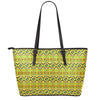 Asante Kente Pattern Print Leather Tote Bag