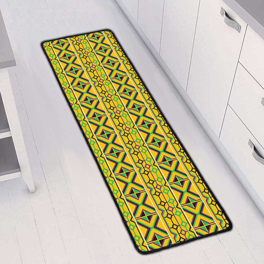 Asante Kente Pattern Print Long Kitchen Mat