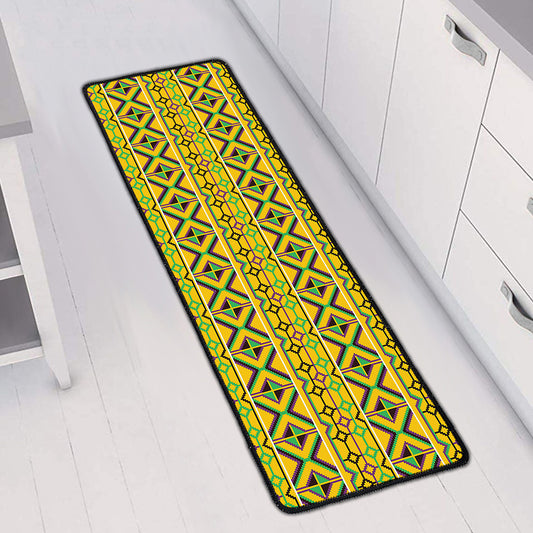 Asante Kente Pattern Print Long Kitchen Mat