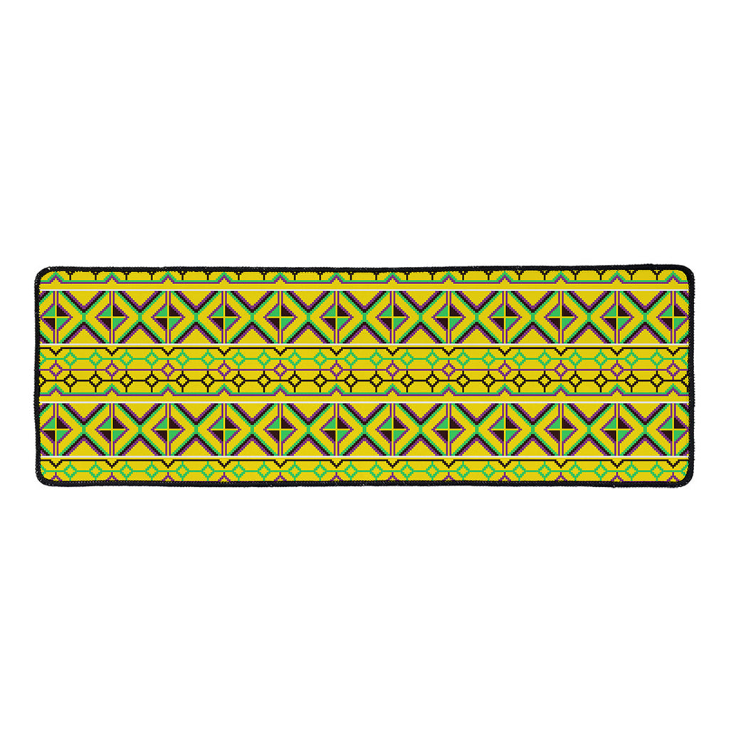 Asante Kente Pattern Print Long Kitchen Mat