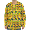 Asante Kente Pattern Print Long Sleeve Baseball Jersey