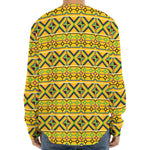 Asante Kente Pattern Print Long Sleeve Baseball Jersey