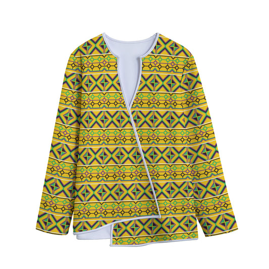Asante Kente Pattern Print Long Sleeve Short Coat