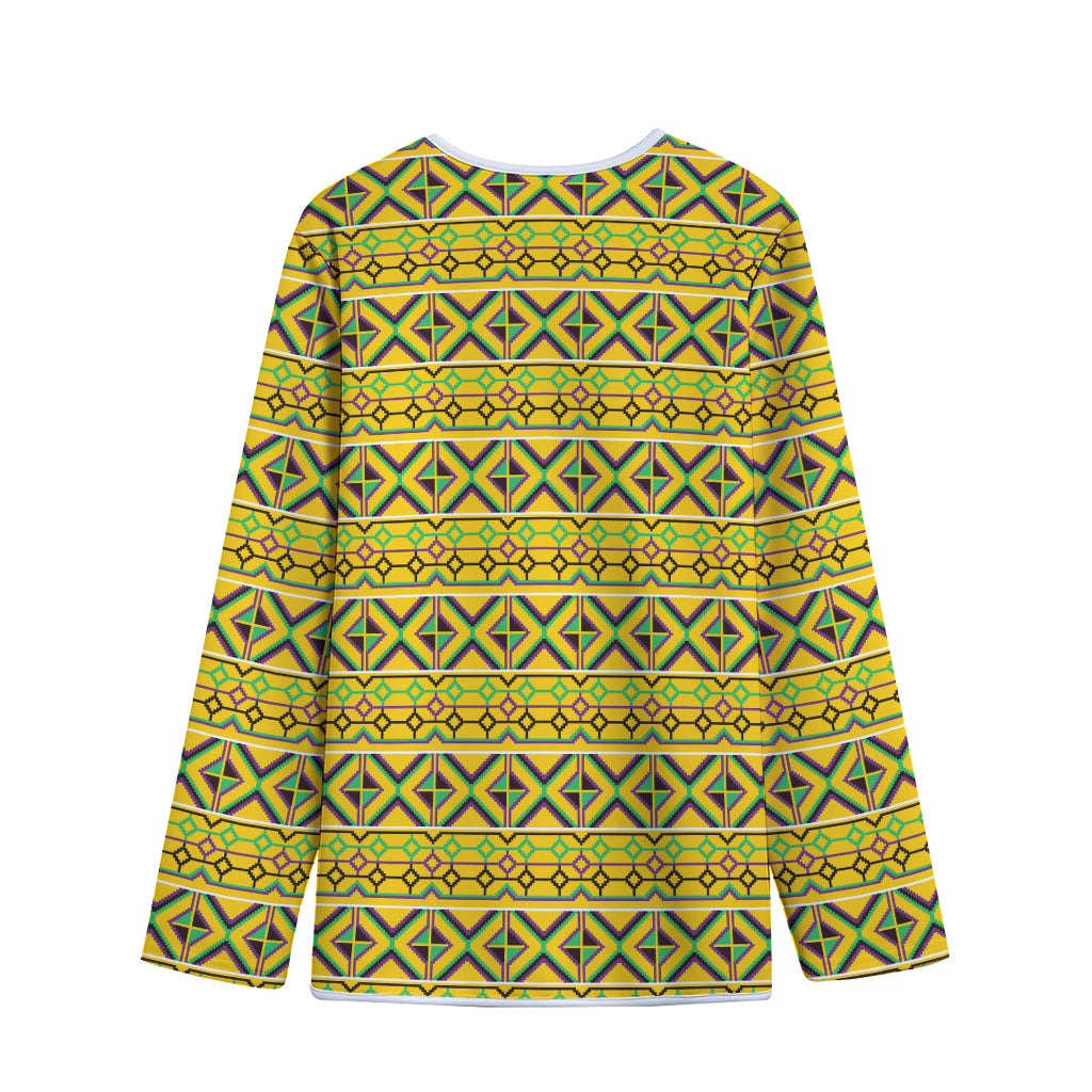 Asante Kente Pattern Print Long Sleeve Short Coat