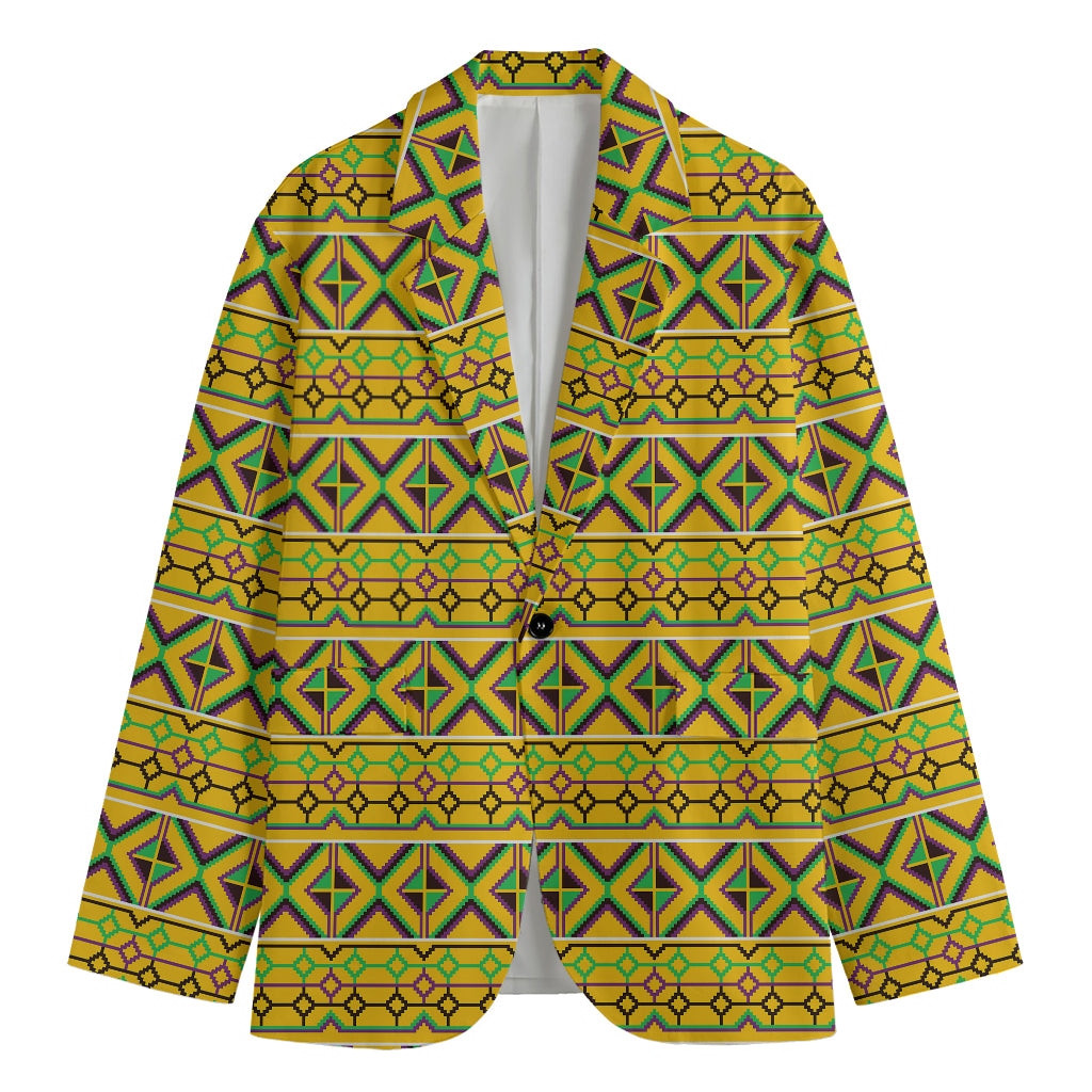 Asante Kente Pattern Print Men's Blazer