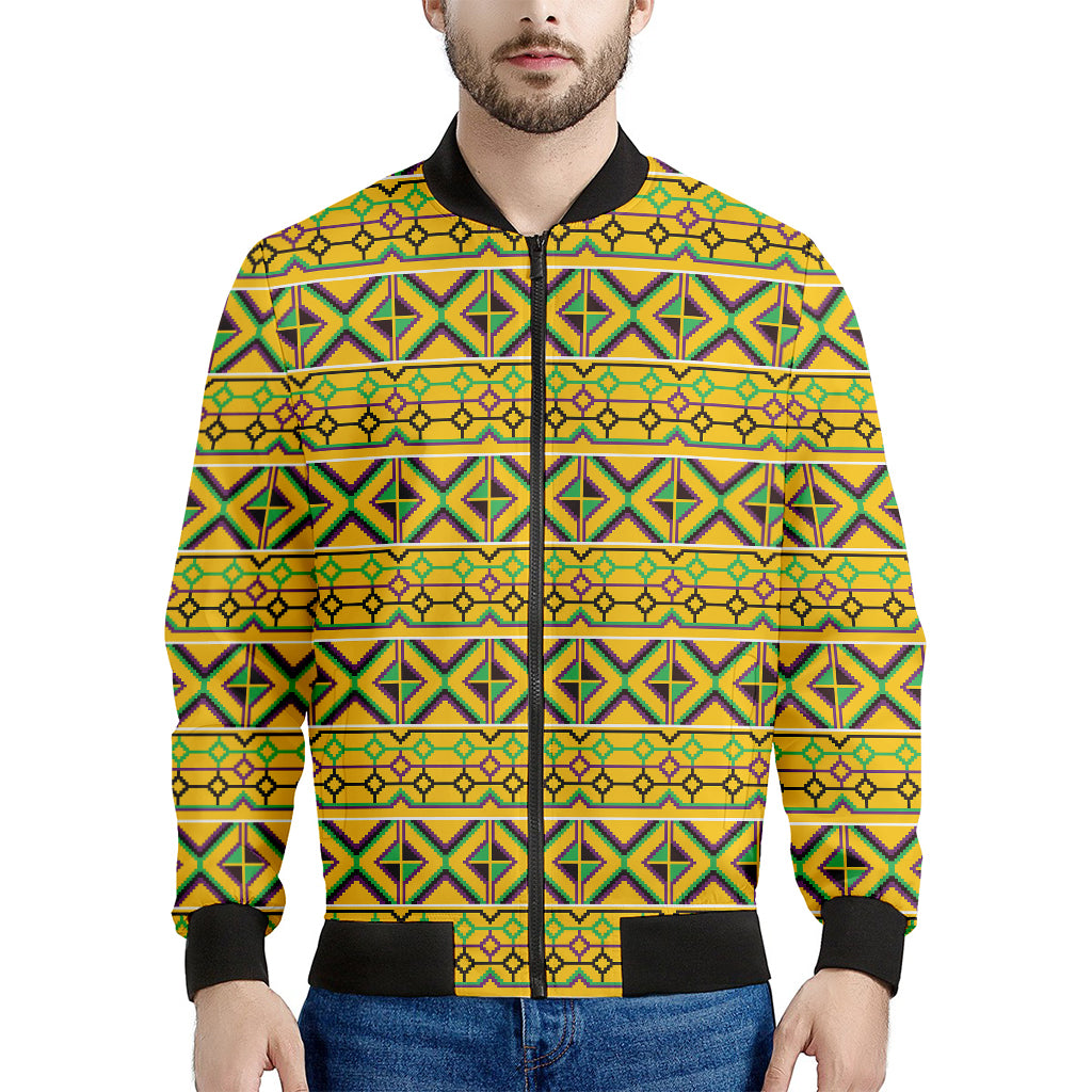 Asante Kente Pattern Print Men's Bomber Jacket