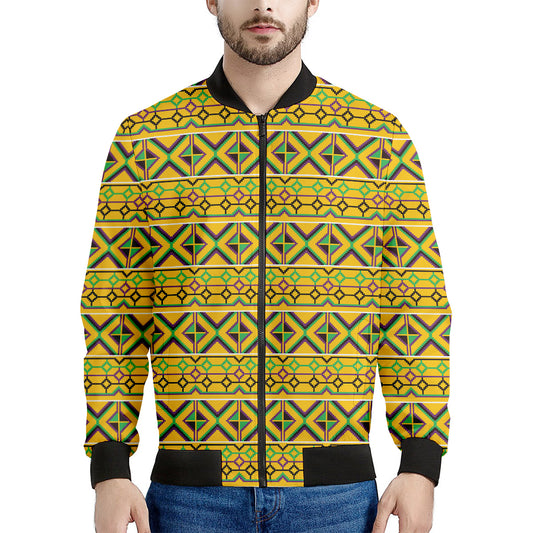 Asante Kente Pattern Print Men's Bomber Jacket