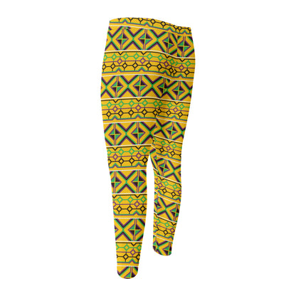 Asante Kente Pattern Print Men's Compression Pants