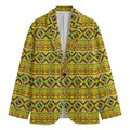 Asante Kente Pattern Print Men's Cotton Blazer