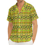 Asante Kente Pattern Print Men's Deep V-Neck Shirt