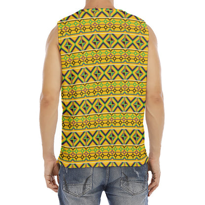 Asante Kente Pattern Print Men's Fitness Tank Top