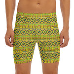 Asante Kente Pattern Print Men's Long Boxer Briefs