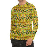Asante Kente Pattern Print Men's Long Sleeve Rash Guard