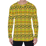 Asante Kente Pattern Print Men's Long Sleeve T-Shirt