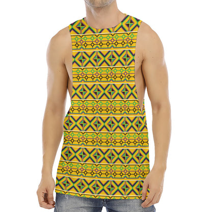 Asante Kente Pattern Print Men's Muscle Tank Top