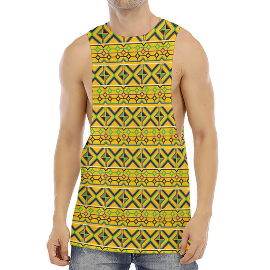 Asante Kente Pattern Print Men's Muscle Tank Top