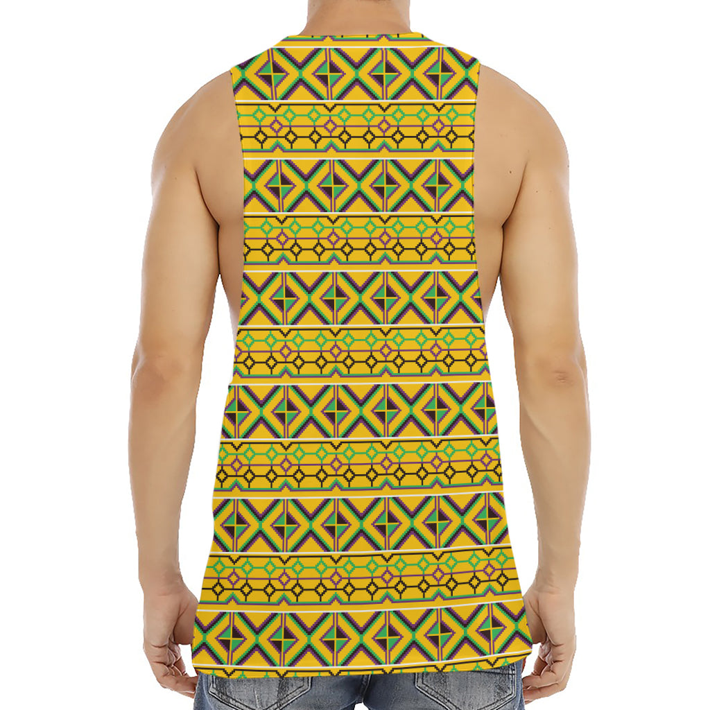 Asante Kente Pattern Print Men's Muscle Tank Top