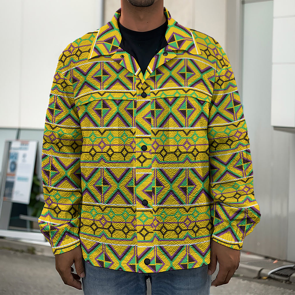 Asante Kente Pattern Print Men's Shirt Jacket