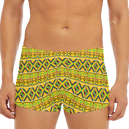 Asante Kente Pattern Print Men's Short Boxer Briefs