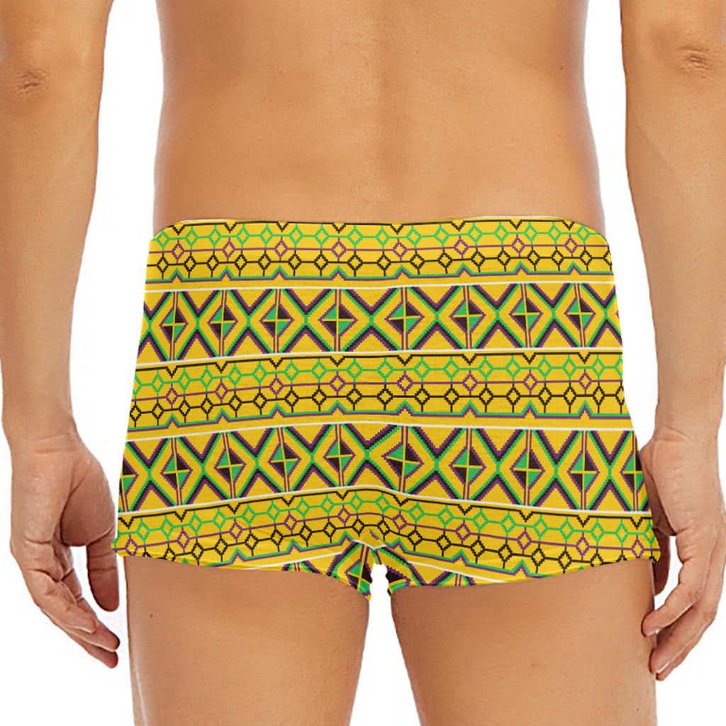 Asante Kente Pattern Print Men's Short Boxer Briefs