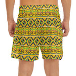 Asante Kente Pattern Print Men's Split Running Shorts