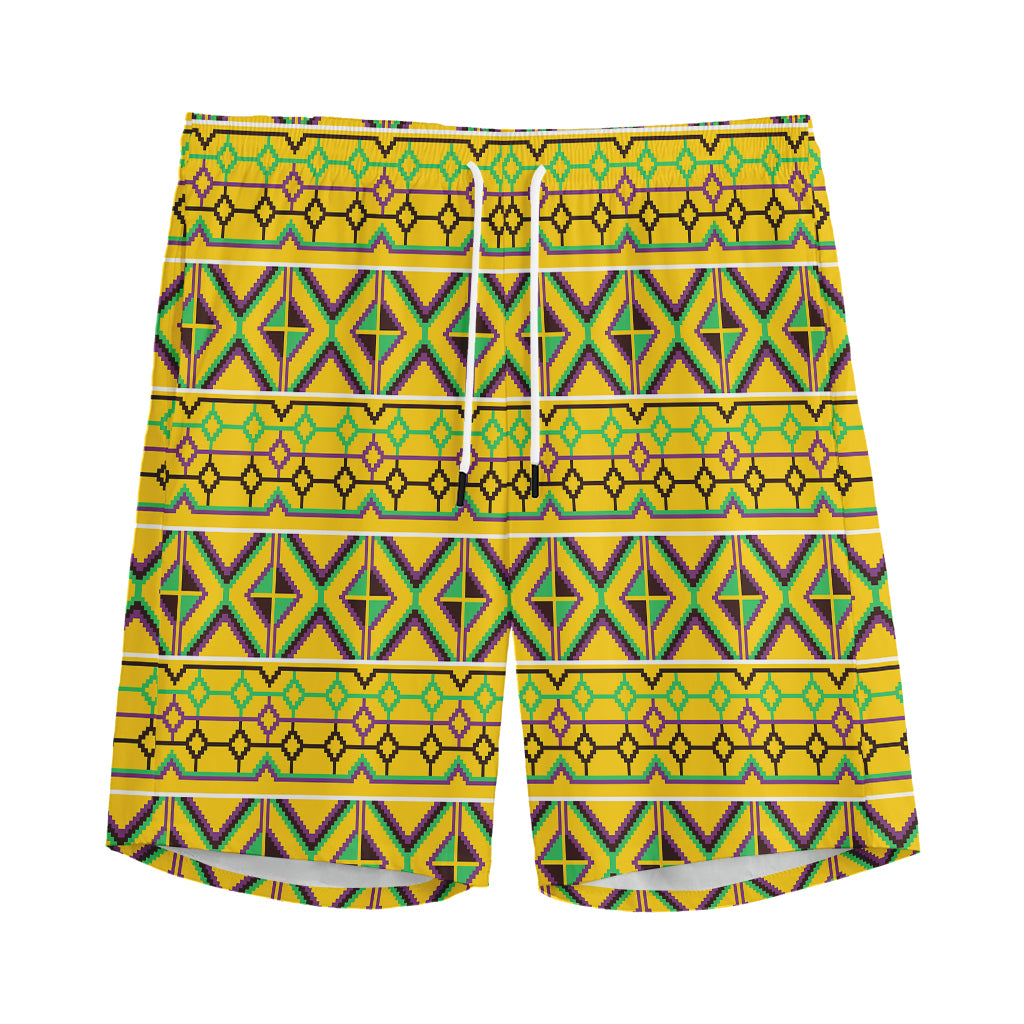 Asante Kente Pattern Print Men's Sports Shorts