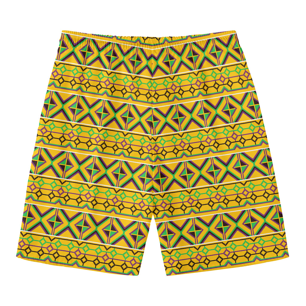 Asante Kente Pattern Print Men's Swim Trunks
