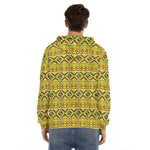 Asante Kente Pattern Print Men's Velvet Pullover Hoodie
