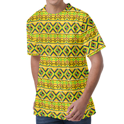 Asante Kente Pattern Print Men's Velvet T-Shirt