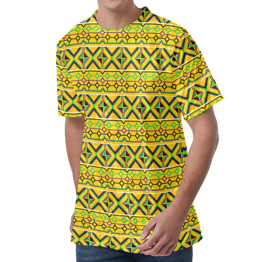 Asante Kente Pattern Print Men's Velvet T-Shirt