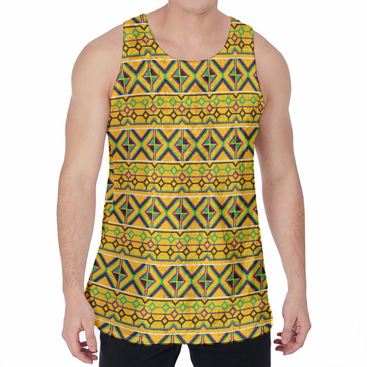 Asante Kente Pattern Print Men's Velvet Tank Top