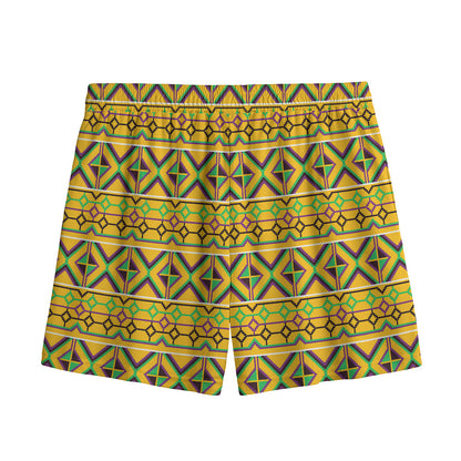 Asante Kente Pattern Print Mesh Shorts