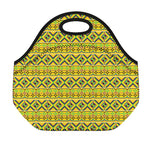 Asante Kente Pattern Print Neoprene Lunch Bag
