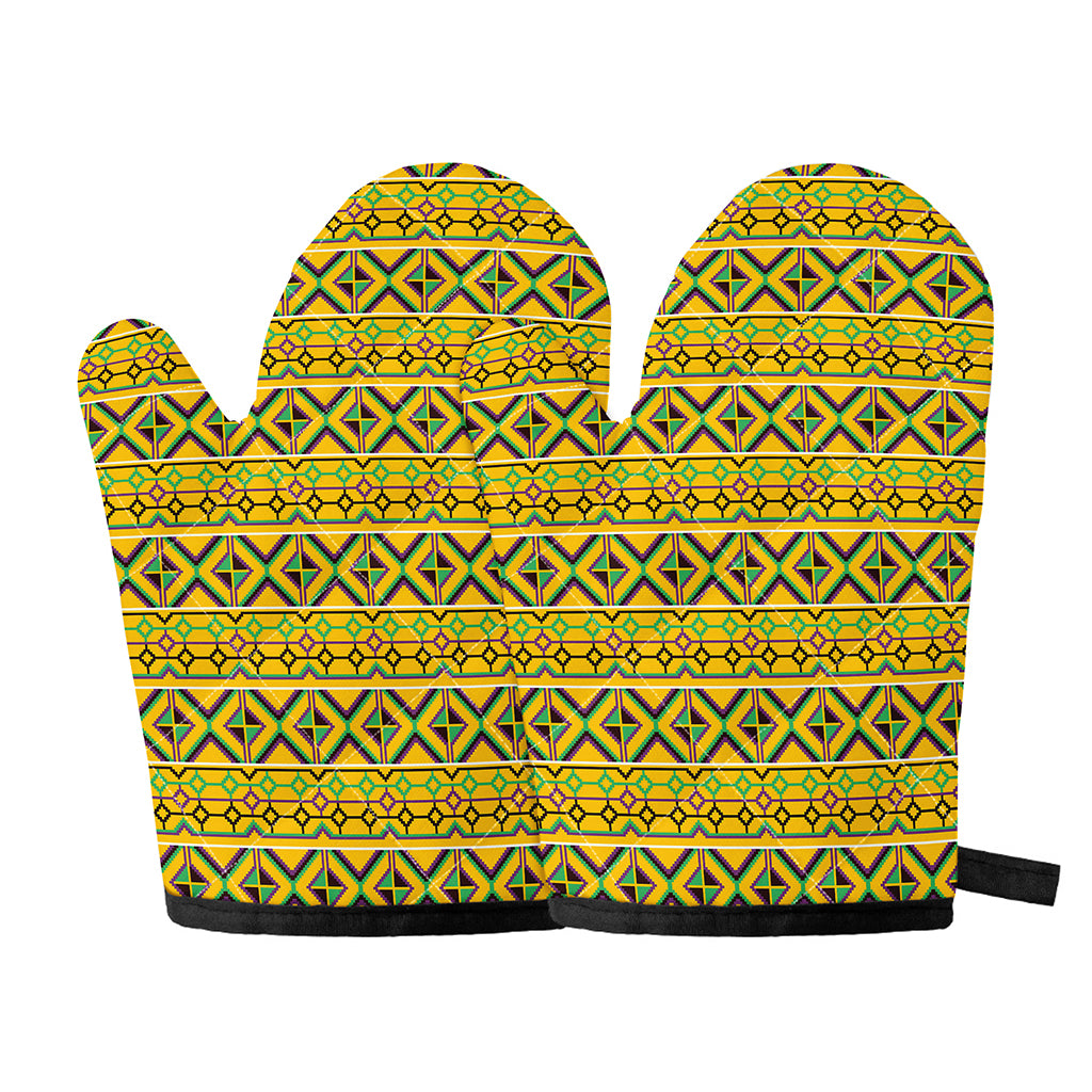 Asante Kente Pattern Print Oven Mitts