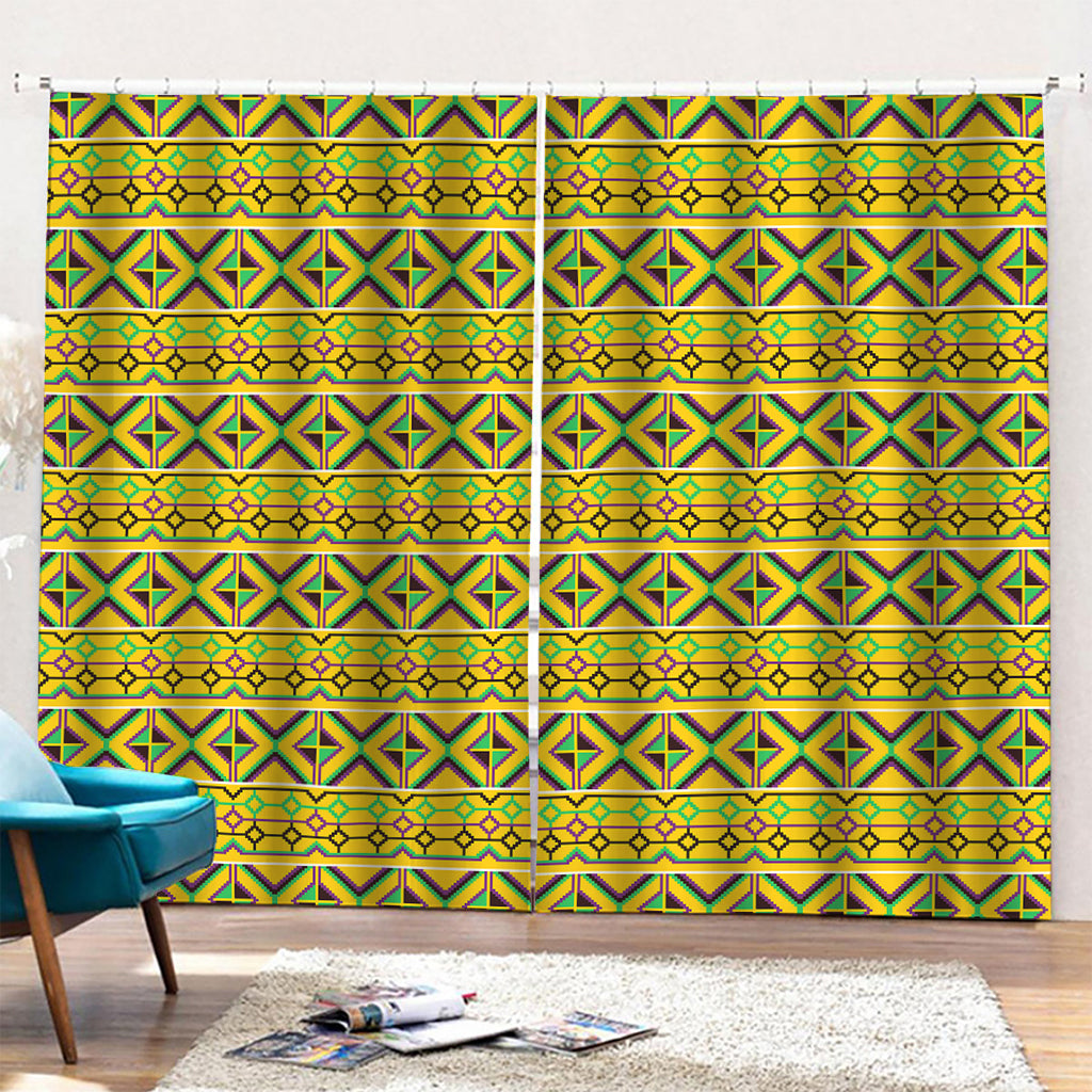 Asante Kente Pattern Print Pencil Pleat Curtains