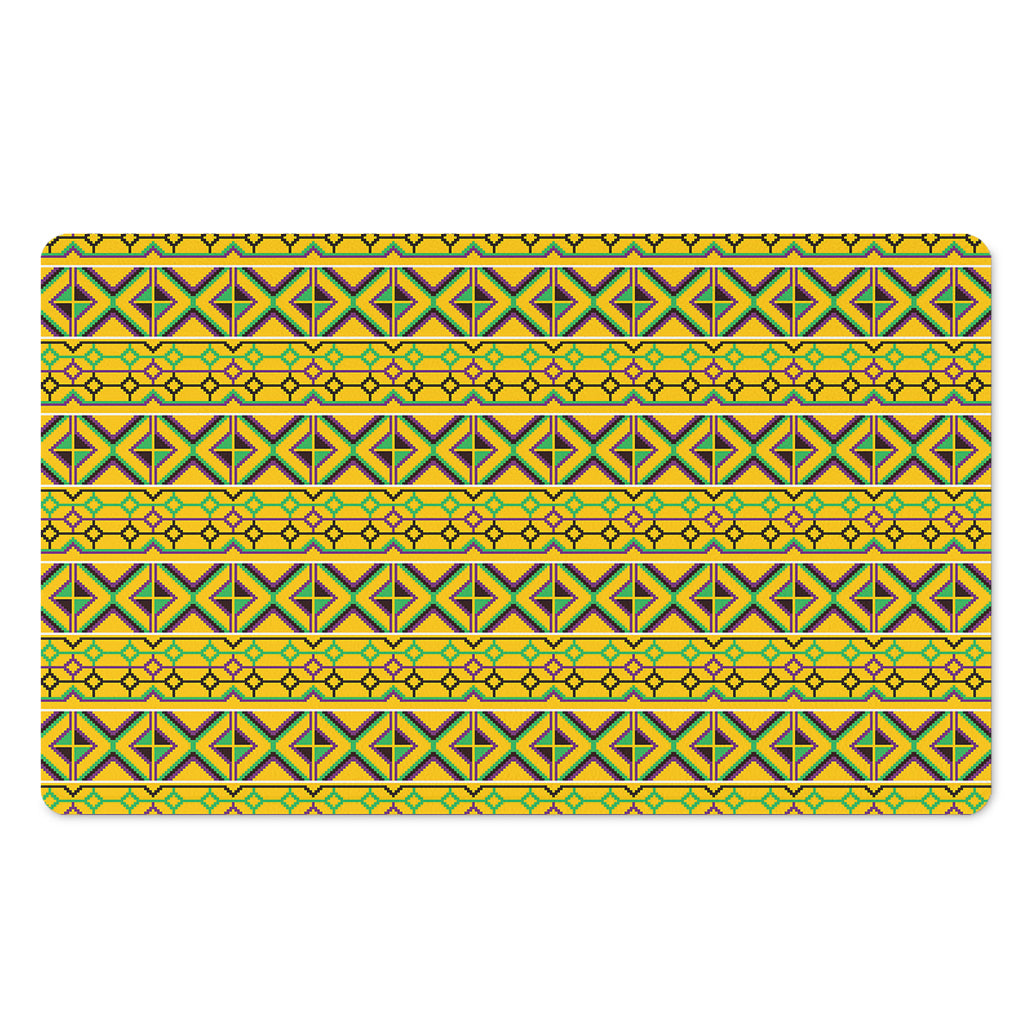 Asante Kente Pattern Print Polyester Doormat