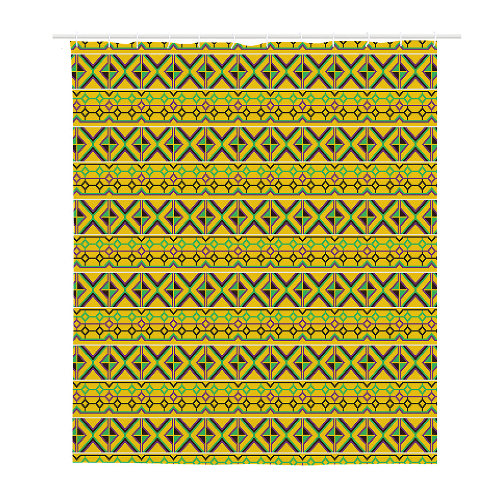 Asante Kente Pattern Print Polyester Shower Curtain