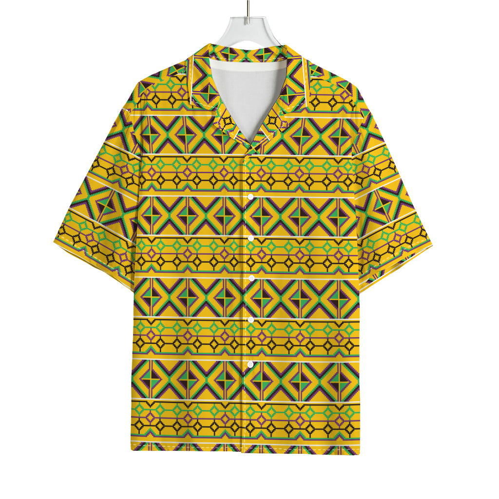 Asante Kente Pattern Print Rayon Hawaiian Shirt