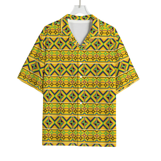 Asante Kente Pattern Print Rayon Hawaiian Shirt
