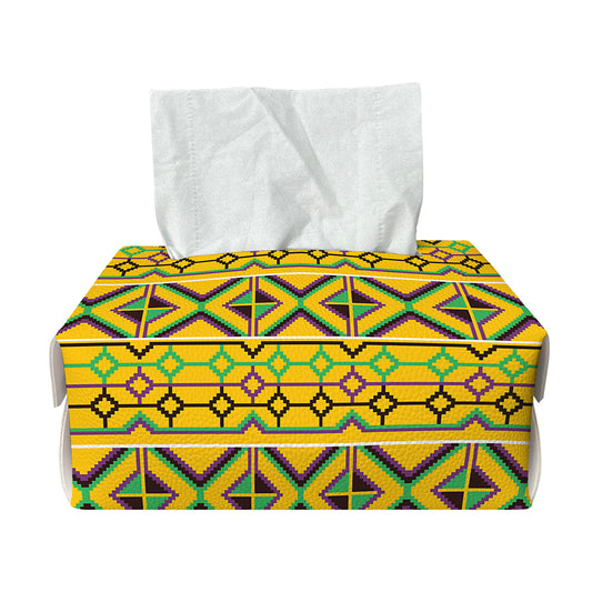 Asante Kente Pattern Print Rectangle Tissue Box Cover