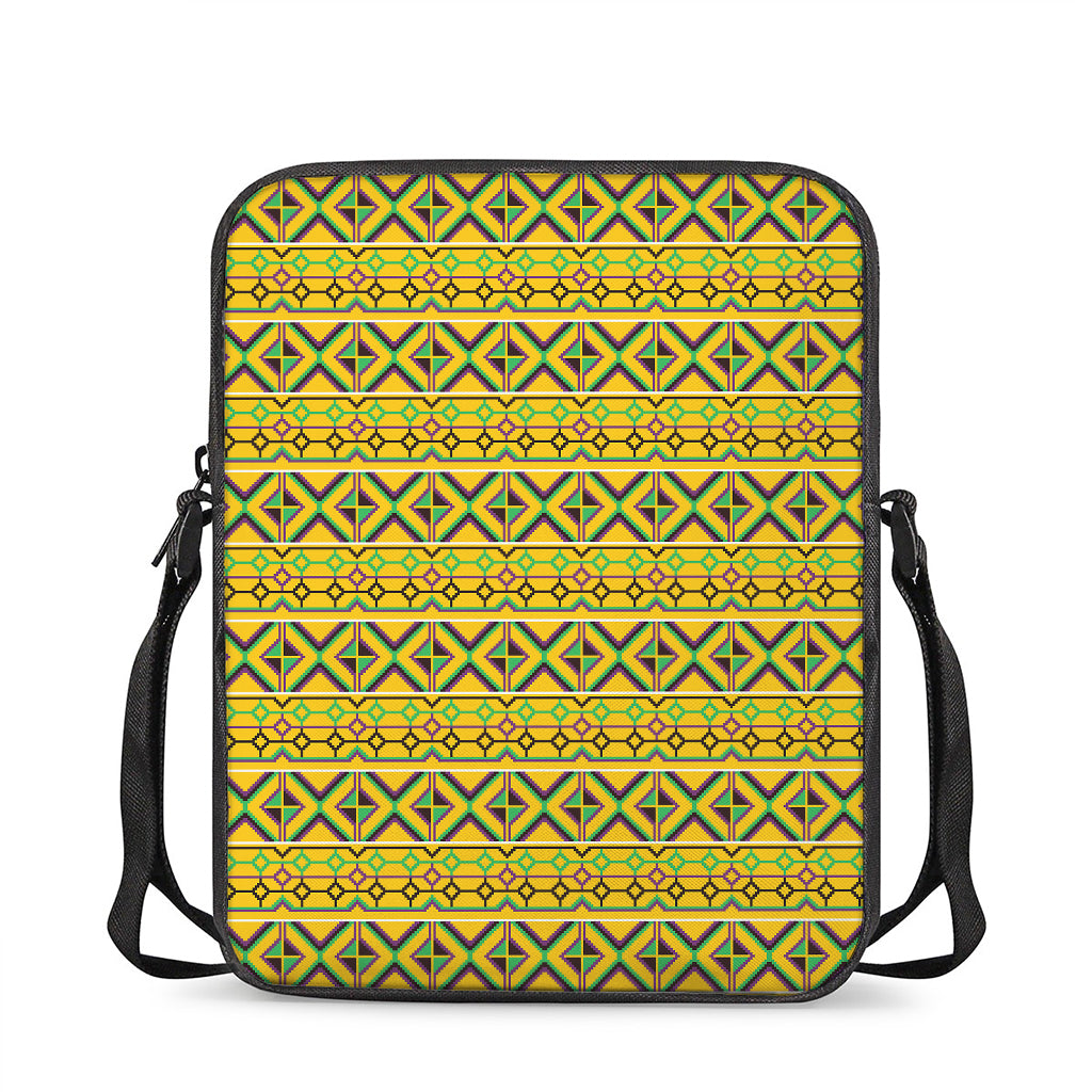 Asante Kente Pattern Print Rectangular Crossbody Bag