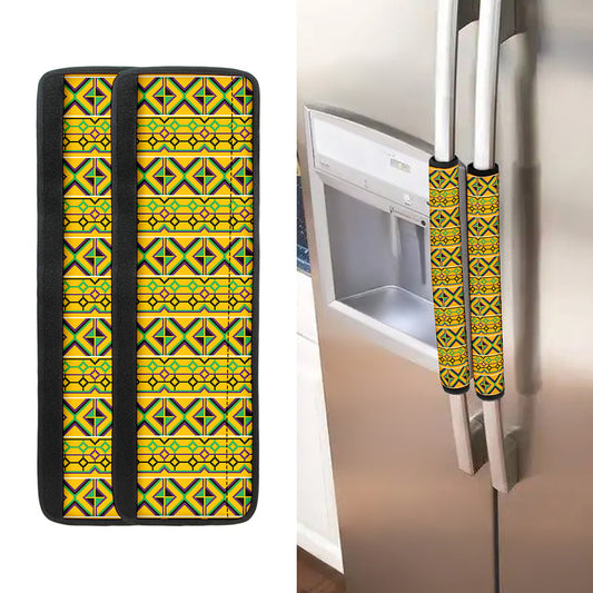 Asante Kente Pattern Print Refrigerator Handle Covers