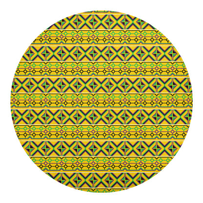 Asante Kente Pattern Print Round Blanket